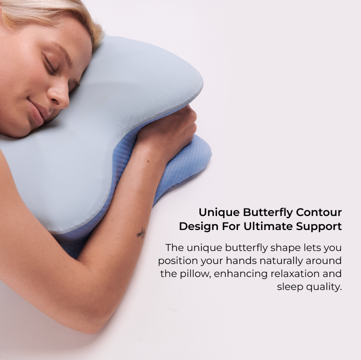 Derila Ergo pillow supporting side and back sleeping positions